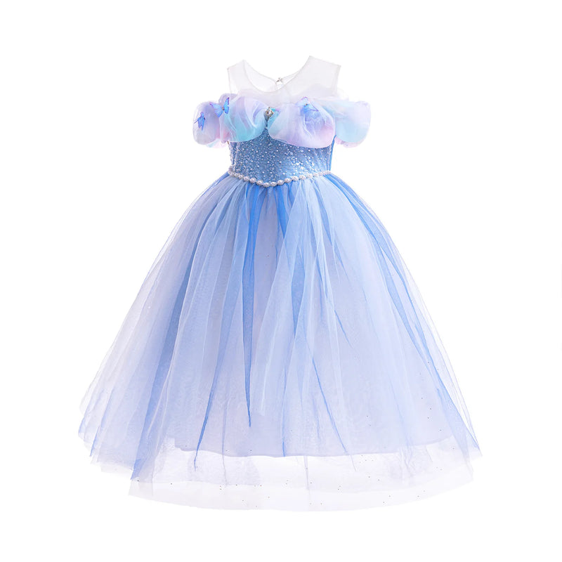 Fantasia Infantil Cinderela Borboleta Tule Azul