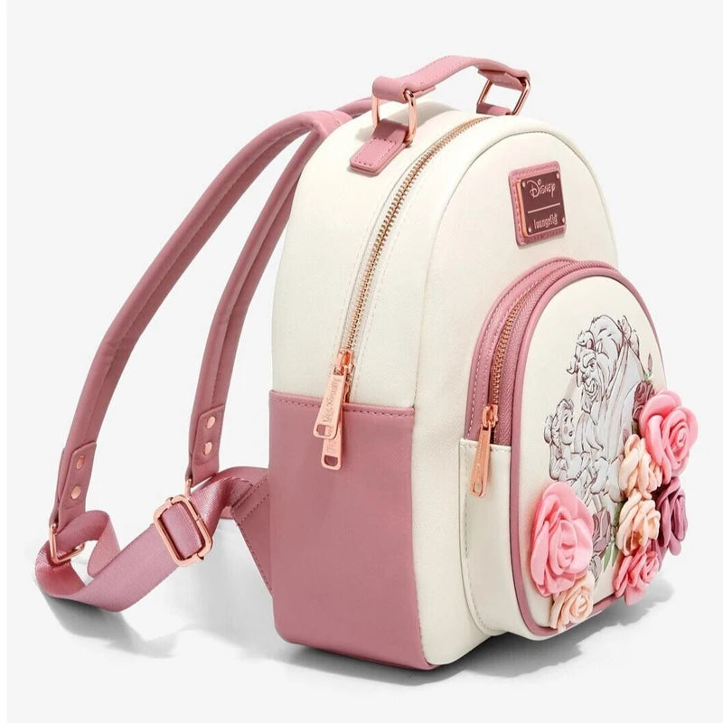 Mochila Infantil A Bela e a Fera Rosas