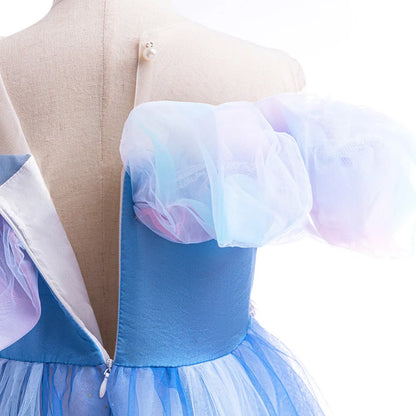 Fantasia Infantil Cinderela Borboleta Tule Azul