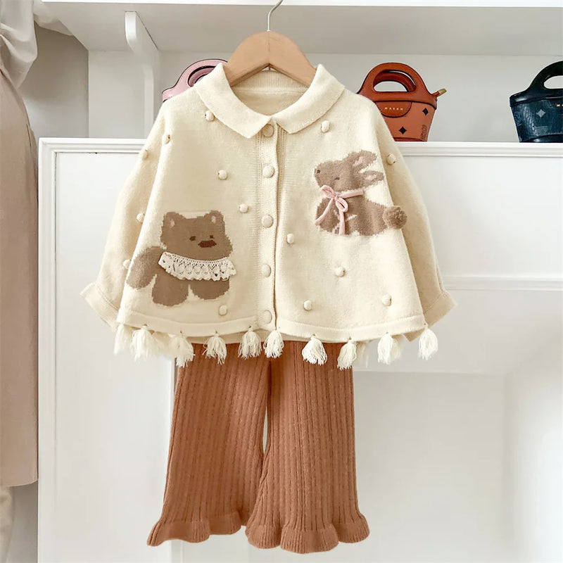 Conjunto Infantil Tricô Ursinho e Coelhinho