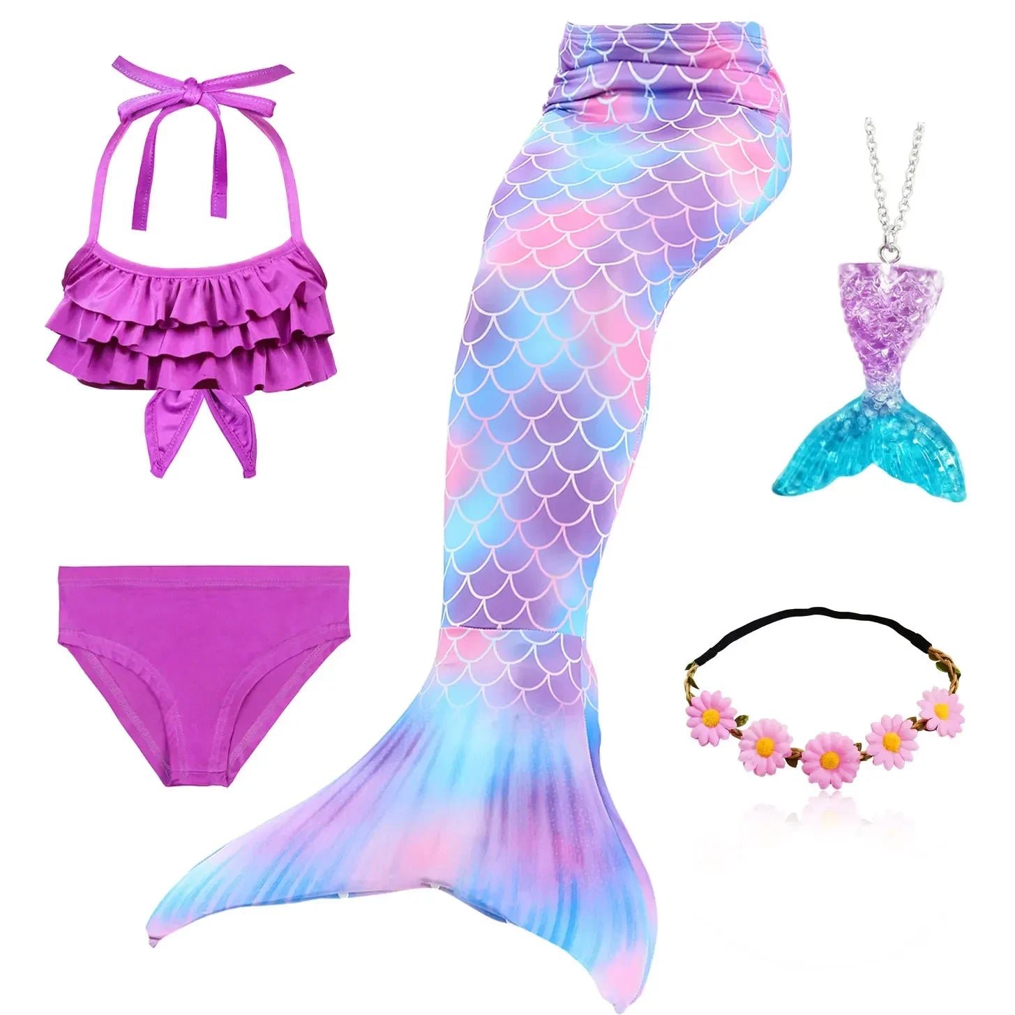 Biquíni Sereia Doce Encanto com Cauda e Acessórios