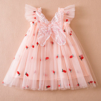 Vestido Infantil Tule Moranguinhos - Coleção Fadinhas