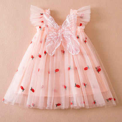 Vestido Infantil Tule Moranguinhos - Coleção Fadinhas