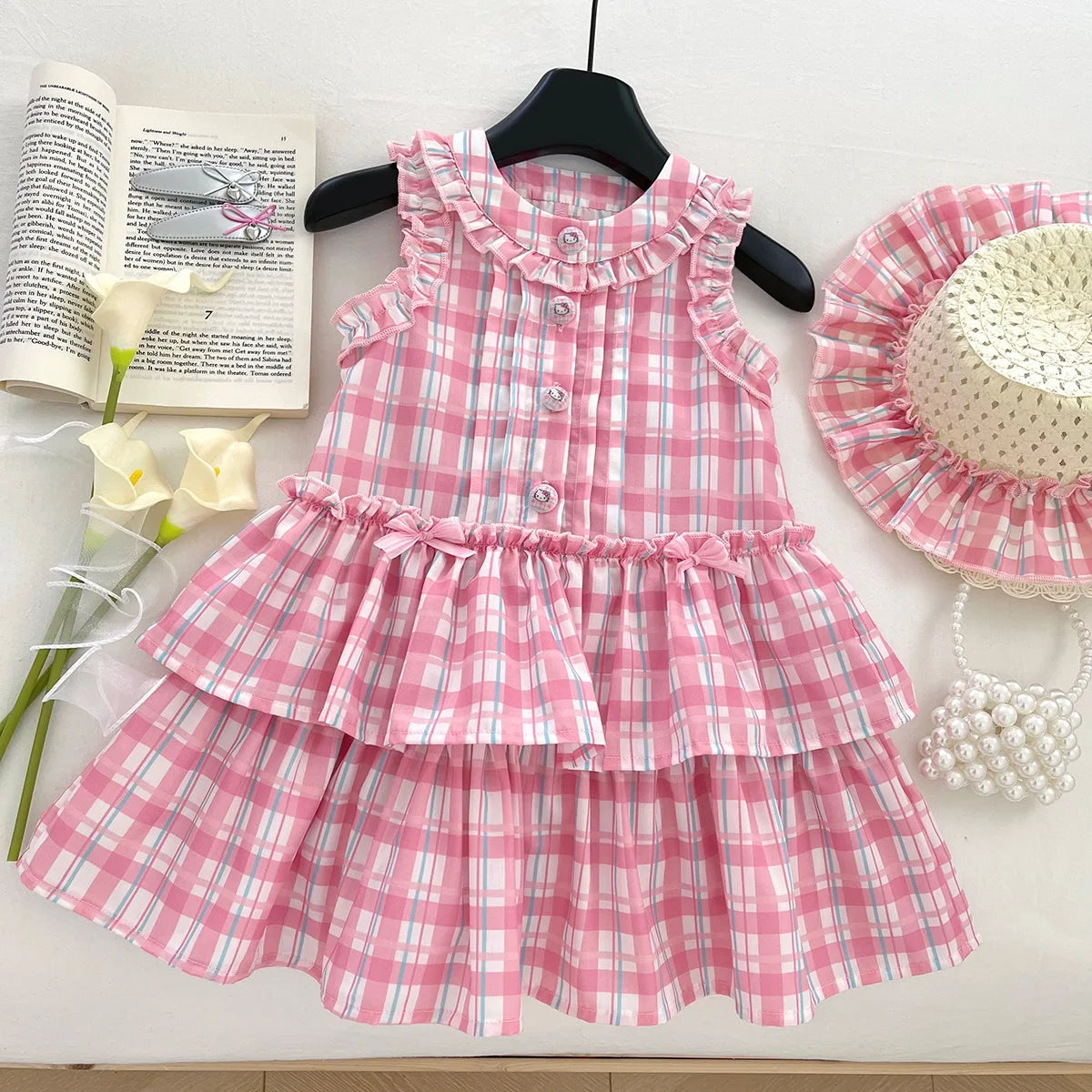 Vestido Xadrez Rosa Infantil