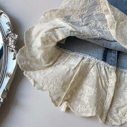 Conjunto Jeans Infantil com Renda Delicada