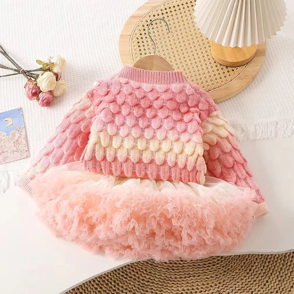 Conjunto Infantil Tricô e Tule Luisa Laço