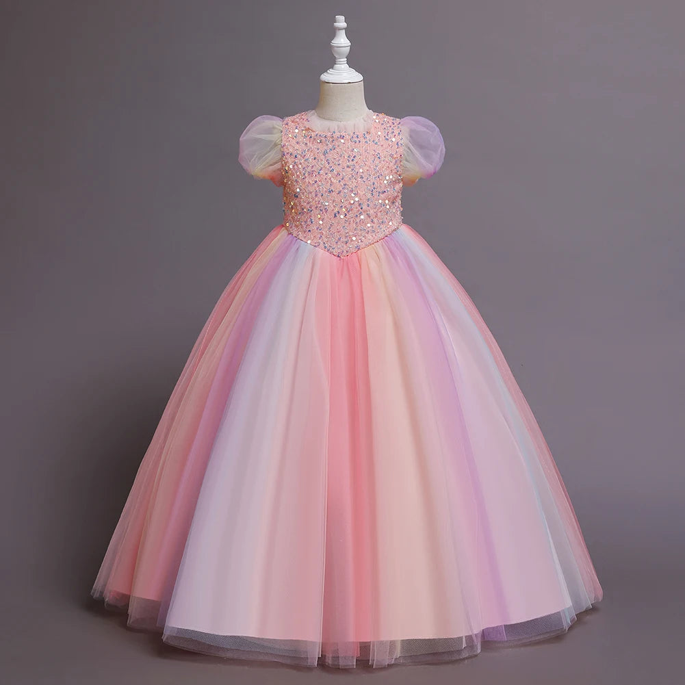Vestido Infantil Longo Festa Princesa Candy Colors
