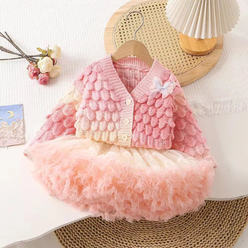 Conjunto Infantil Tricô e Tule Luisa Laço