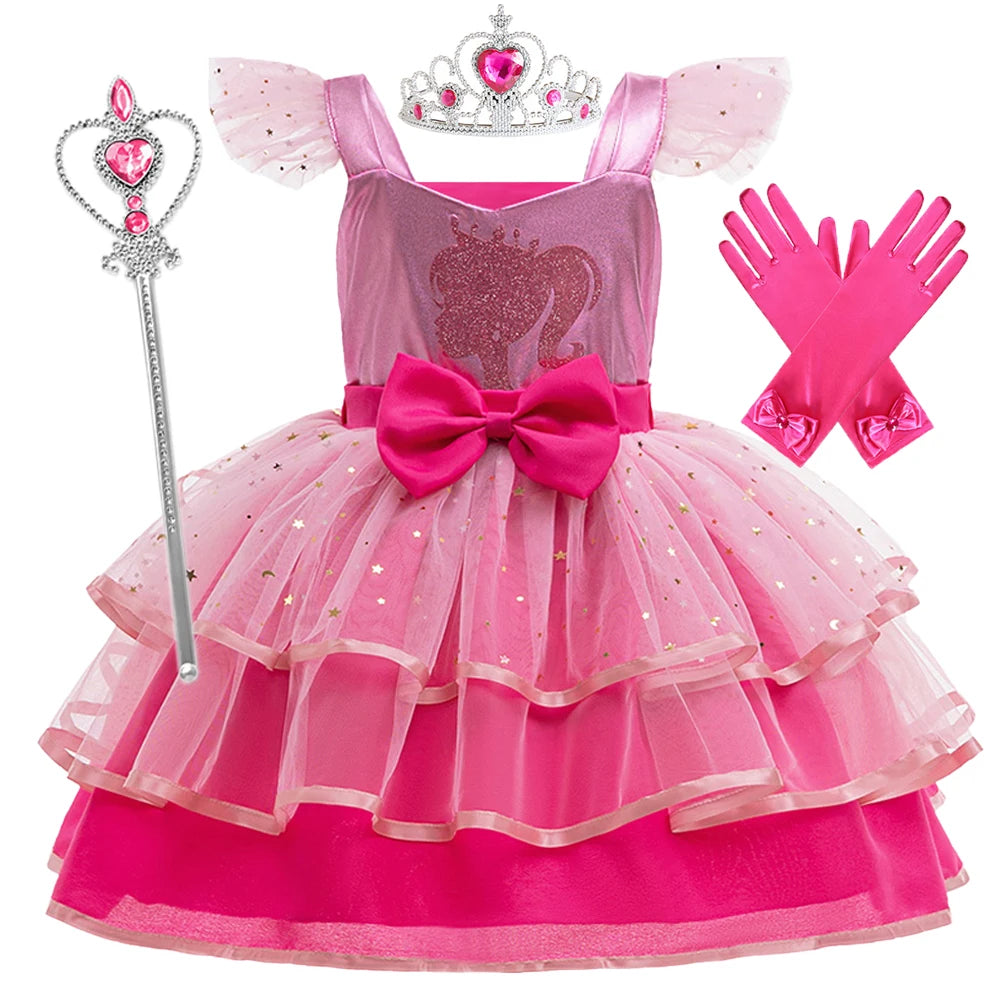 Fantasia Infantil Barbie Coroa, Varinha e Luvas