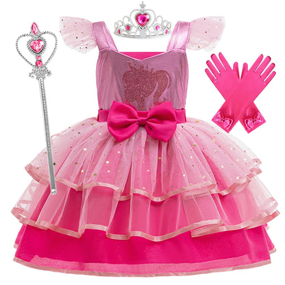 Fantasia Infantil Barbie Coroa, Varinha e Luvas