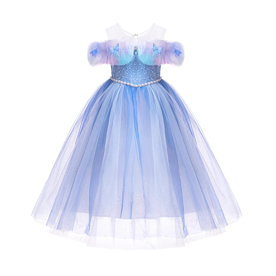 Fantasia Infantil Cinderela Borboleta Tule Azul