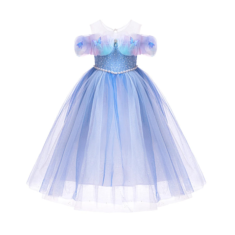 Fantasia Infantil Cinderela Borboleta Tule Azul