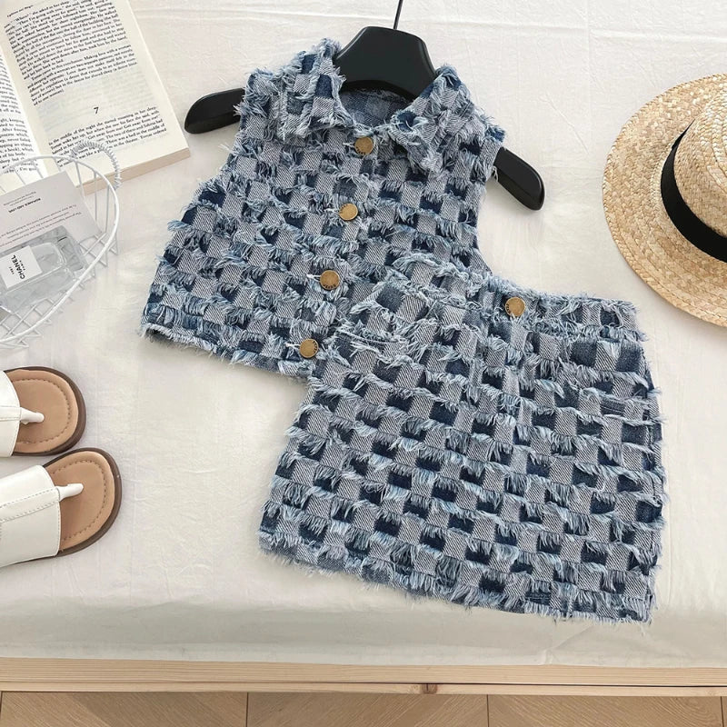 Conjunto Infantil Jeans Trançado