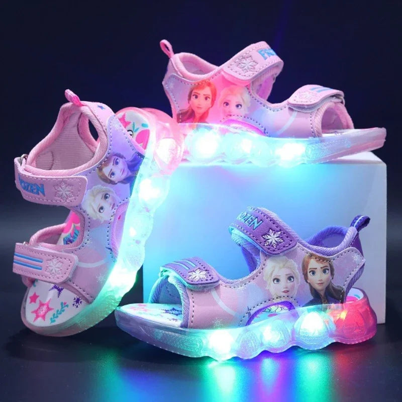 Sandália Infantil Frozen com Led Mágico