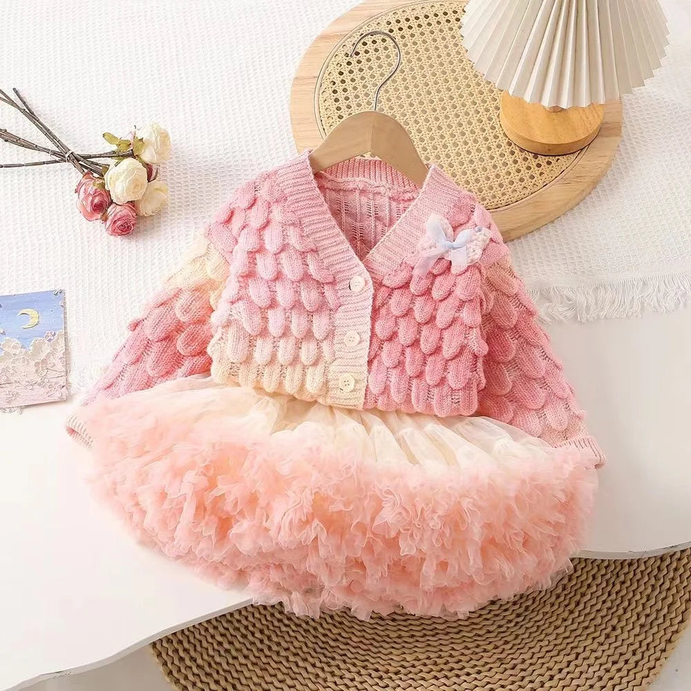Conjunto Infantil Tricô e Tule Luisa Laço