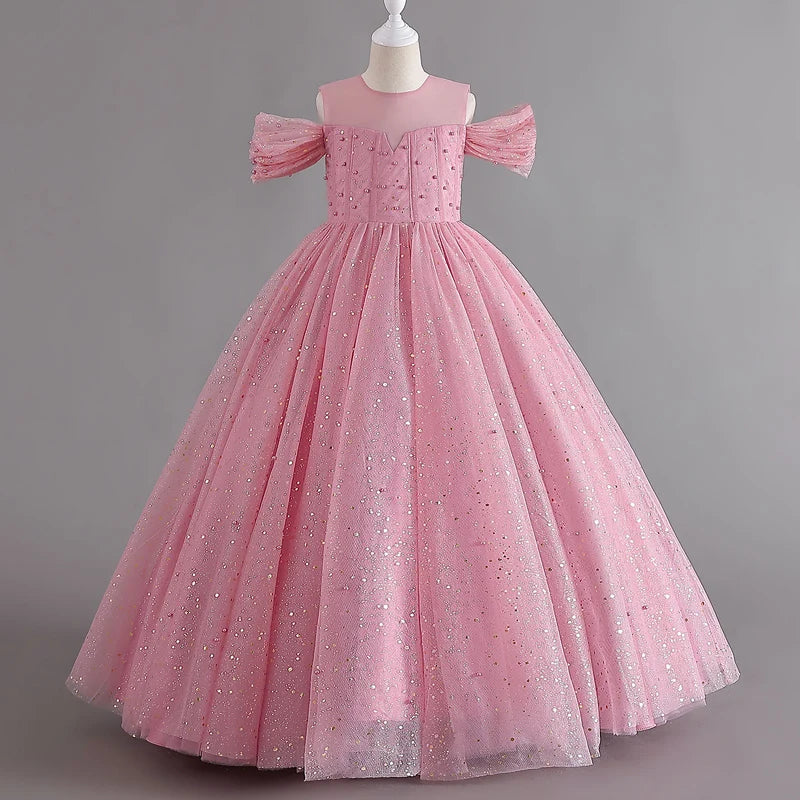 Vestido Infantil Longo Princesa Brilho Glamour