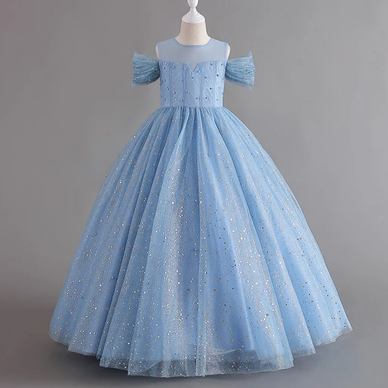 Vestido Infantil Longo Princesa Brilho Glamour