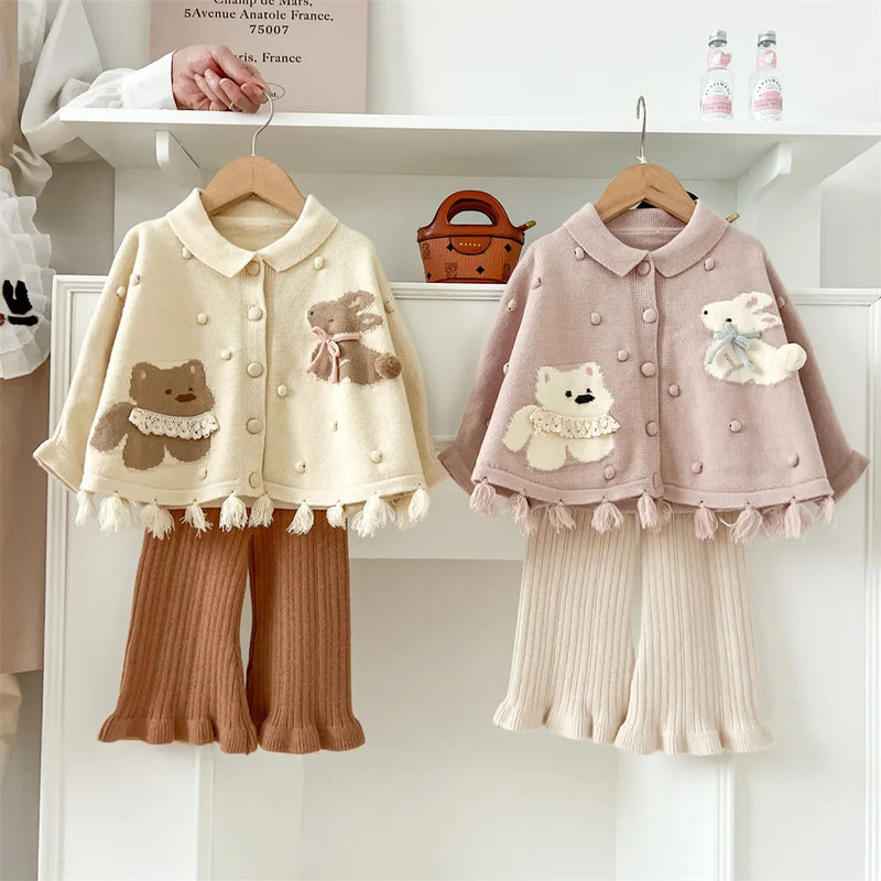 Conjunto Infantil Tricô Ursinho e Coelhinho