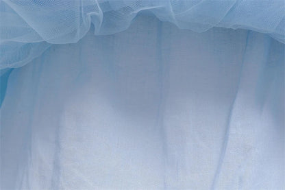 Vestido de Princesa Azul Estrelado de Manga Longa