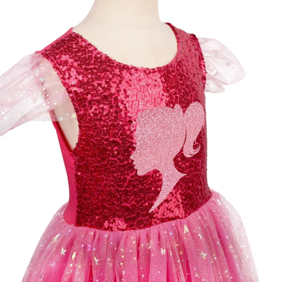 Vestido Infantil Barbie Glamour Rosa com Tiara