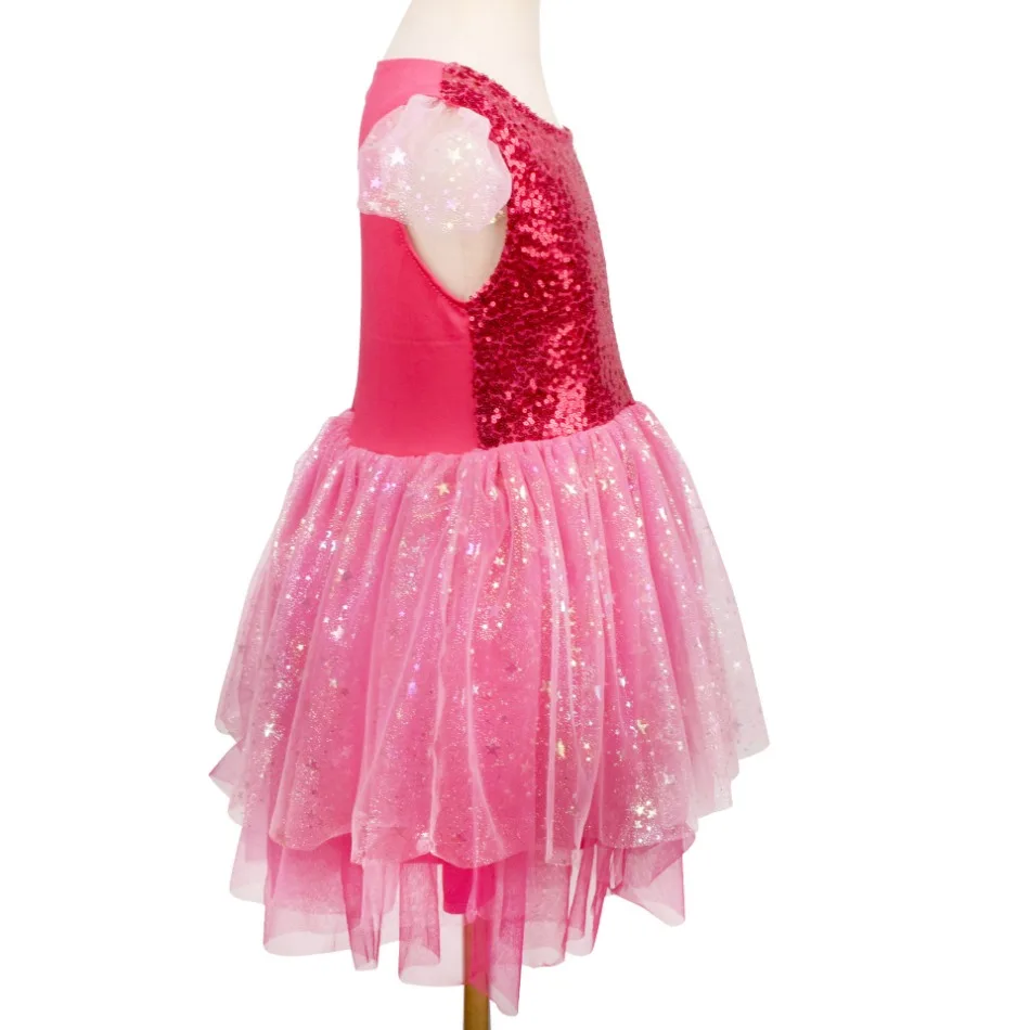 Vestido Infantil Barbie Glamour Rosa com Tiara