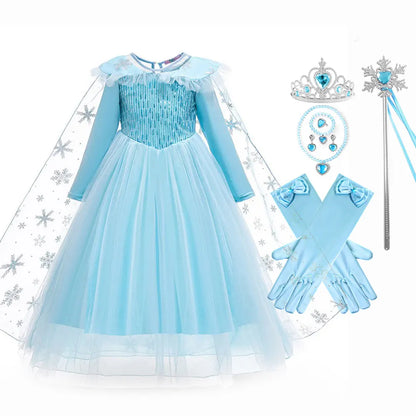 Fantasia Rainha do Gelo Infantil com Capa Brilhante