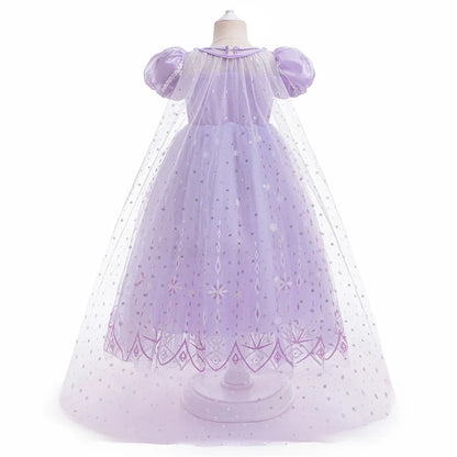 Vestido de Princesa do Gelo Roxo com Paetês