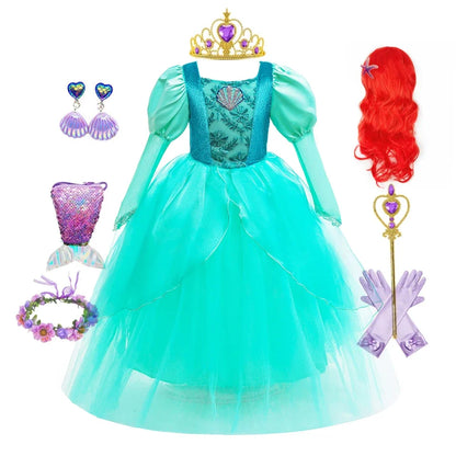 Fantasia Princesa Pérola do Oceano Infantil Verde Água