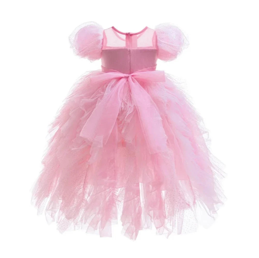 Vestido de Princesa Rosa Blossom com Paetês e Tule