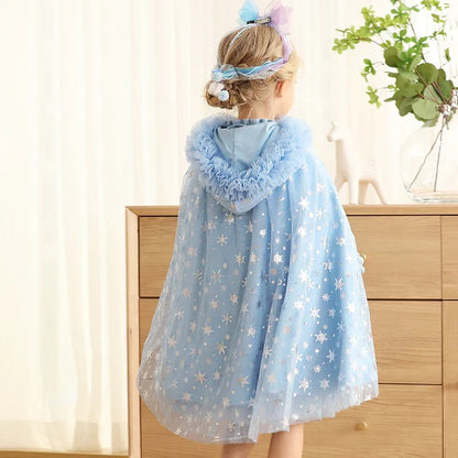 Capa Infantil Floco de Neve com Capuz e Brilho