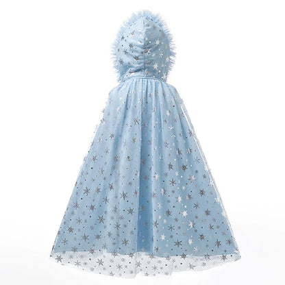 Capa Infantil Floco de Neve com Capuz e Brilho