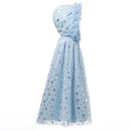 Capa Infantil Floco de Neve com Capuz e Brilho