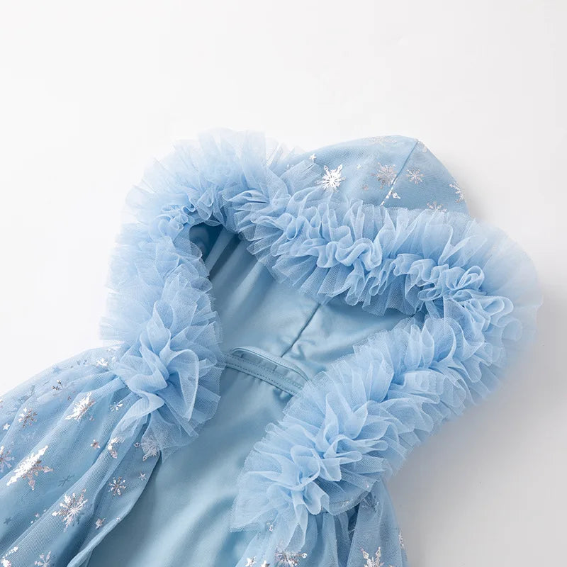 Capa Infantil Floco de Neve com Capuz e Brilho