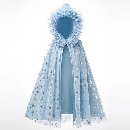 Capa Infantil Floco de Neve com Capuz e Brilho
