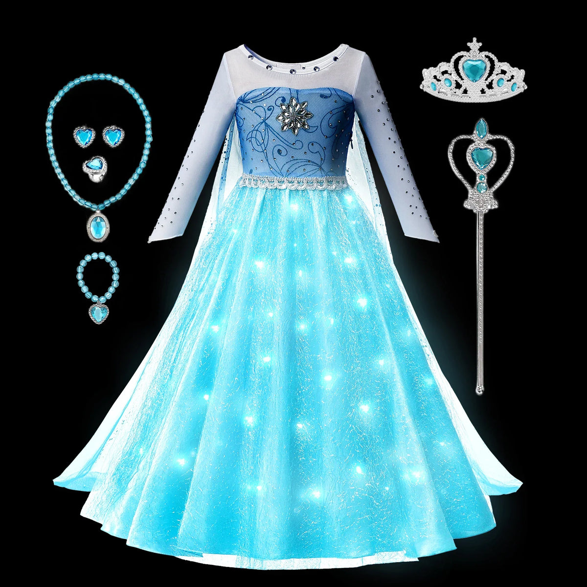 Vestido de Princesa da Neve Snowlight com Luz LED