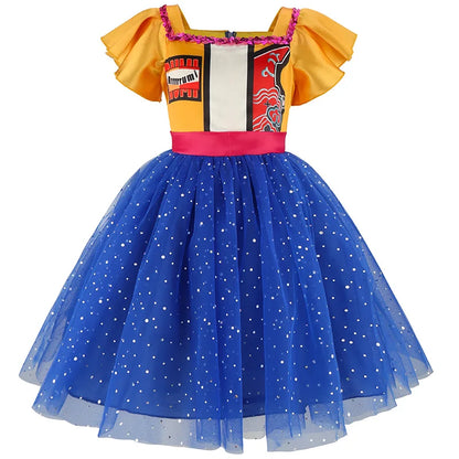Girls' Starlight Stage party dress with flying sleeves and mesh puff skirt by Magic Tree Kids