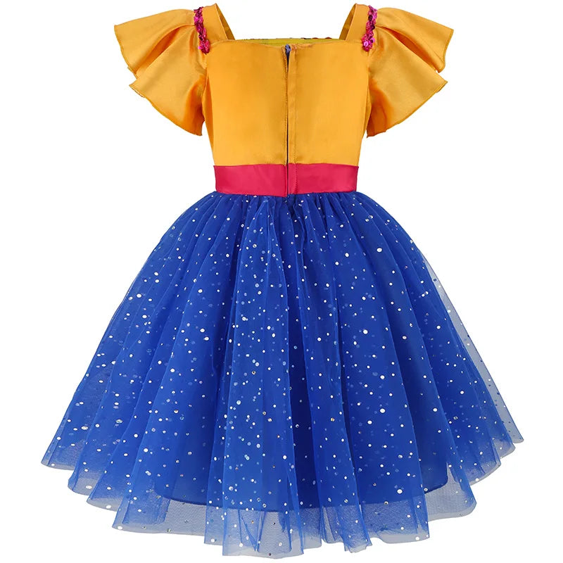 Front view of the Starlight Stage girls' dress with flutter sleeves