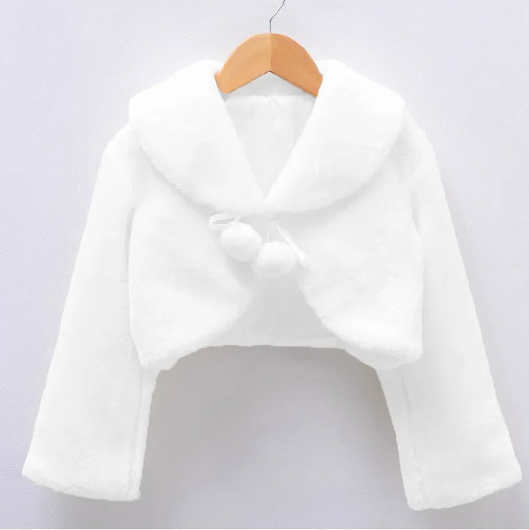 Bolero Infantil Pelúcia com Pompons